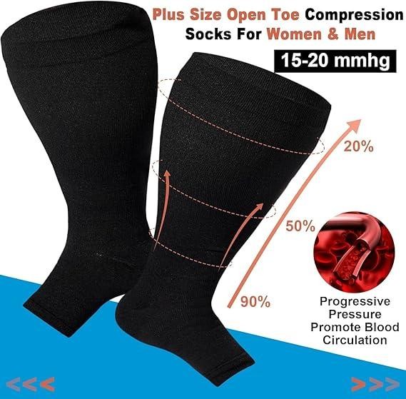 Premium Plus Size Compression Socks for Men Women Cycling Toeless Sport Socks