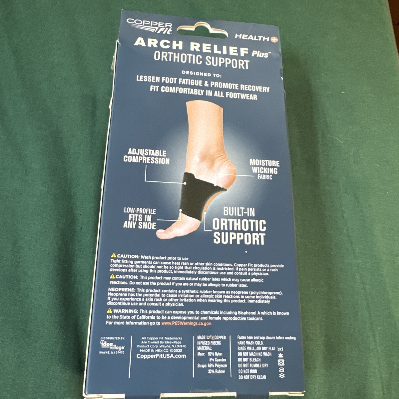 Copper Fit Health Unisex Arch Relief Plus Built In Orthotic Support Black One Sz