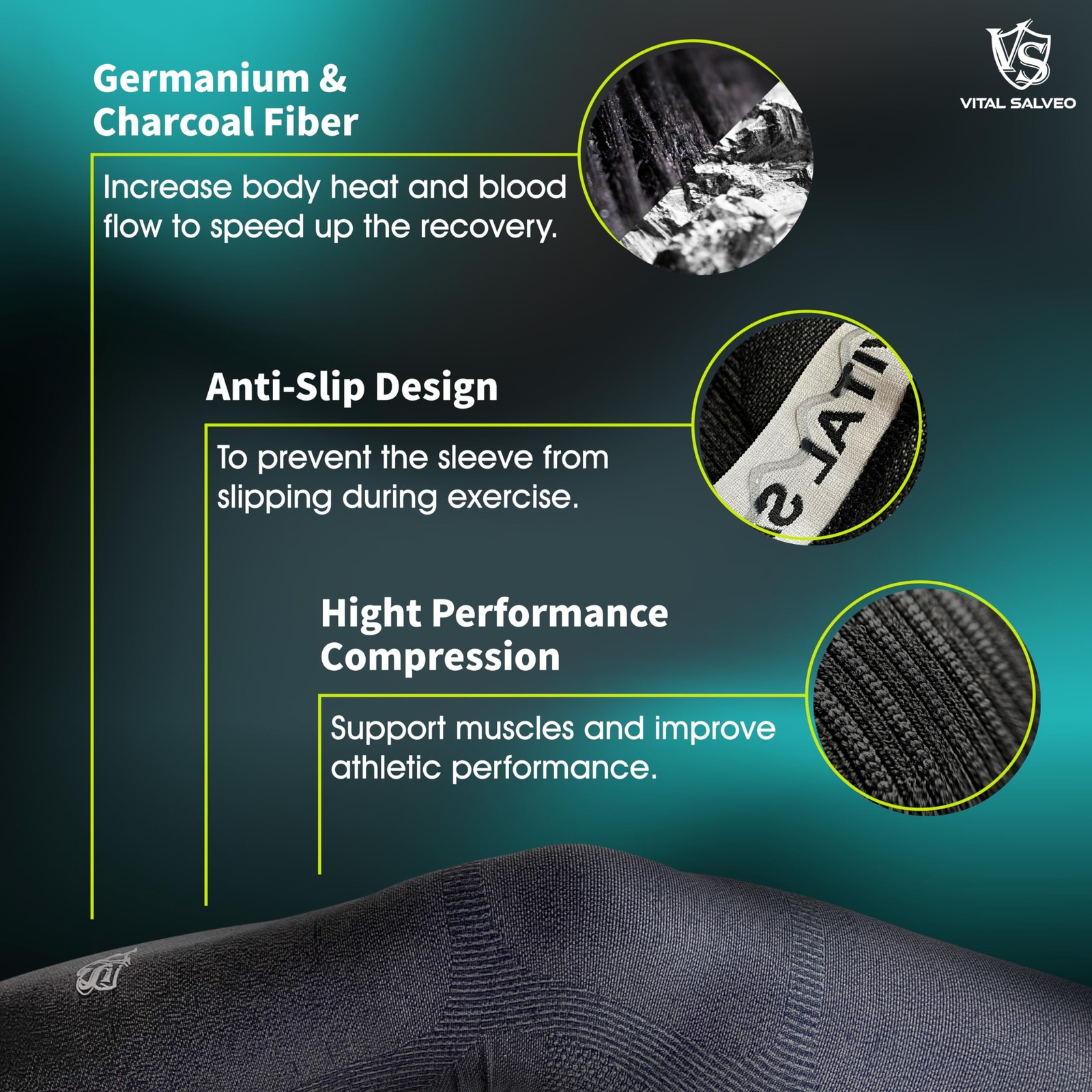 Vital Salveo Recovery Compression Sports Full Leg Sleeve Thigh Calf Long Knee…
