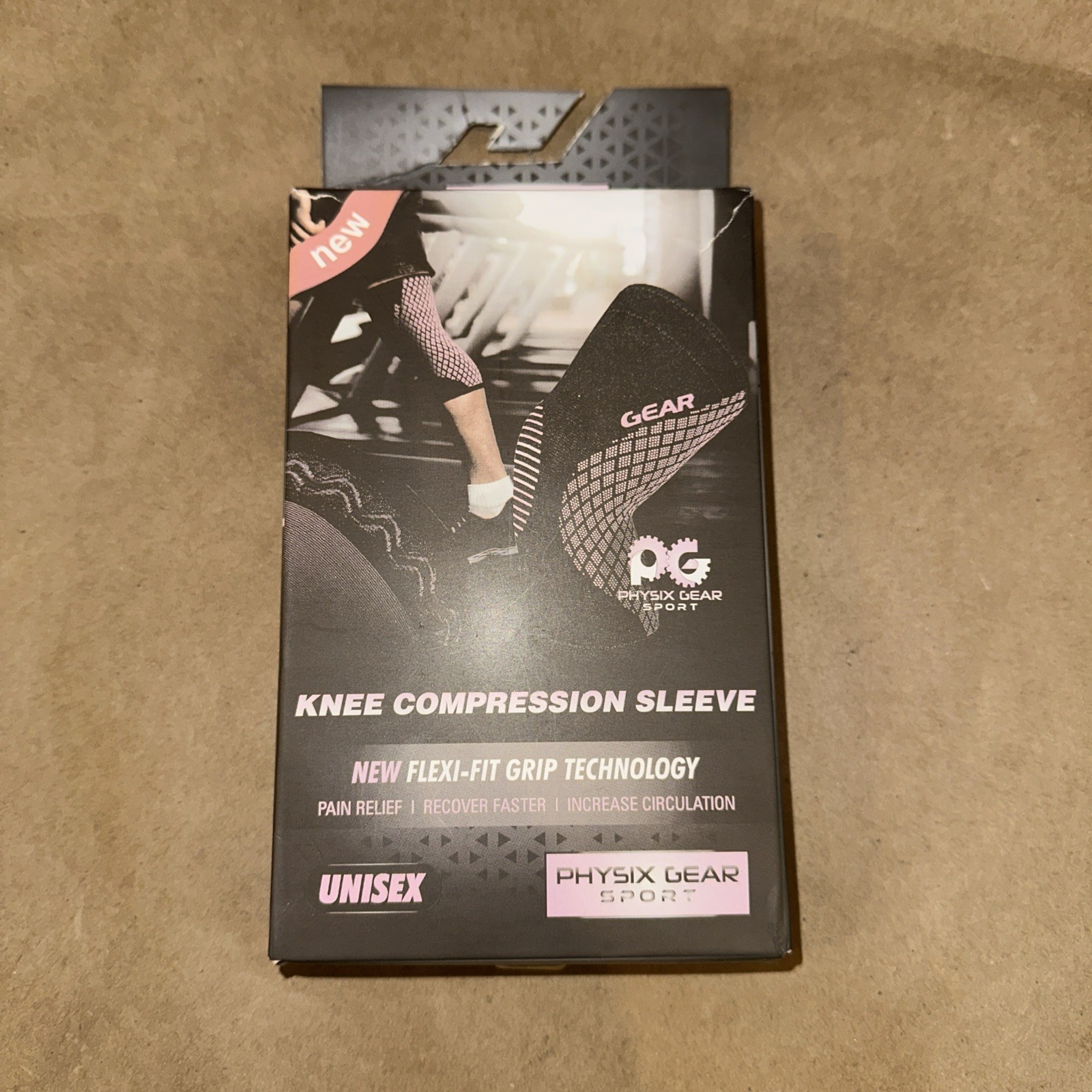 Physix Gear Sport Pink & Black Knee Brace Compression Sleeve Unisex XL