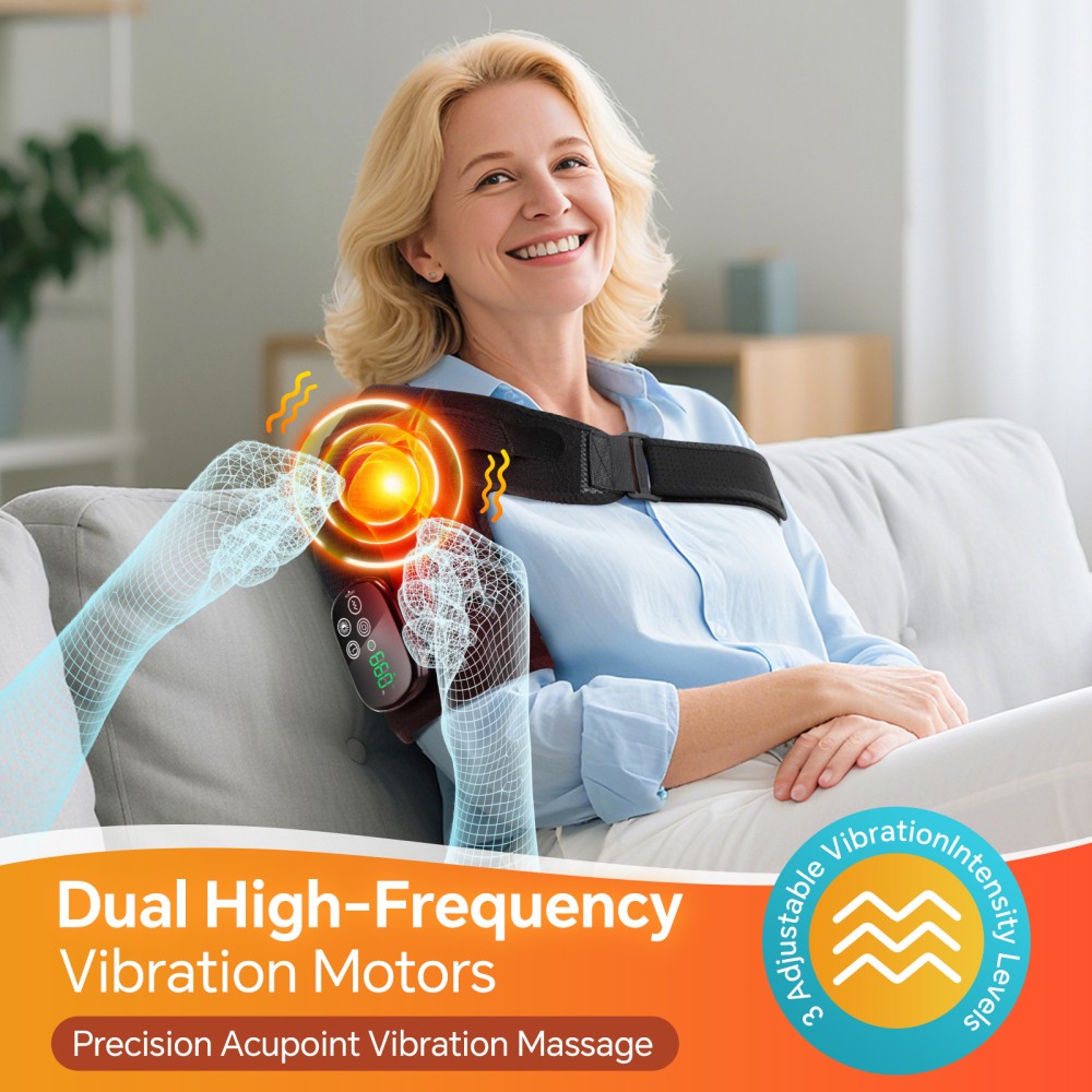 660nm & 850nm Infrared Red Light Therapy Heated Vibration Shoulder Massager Wrap
