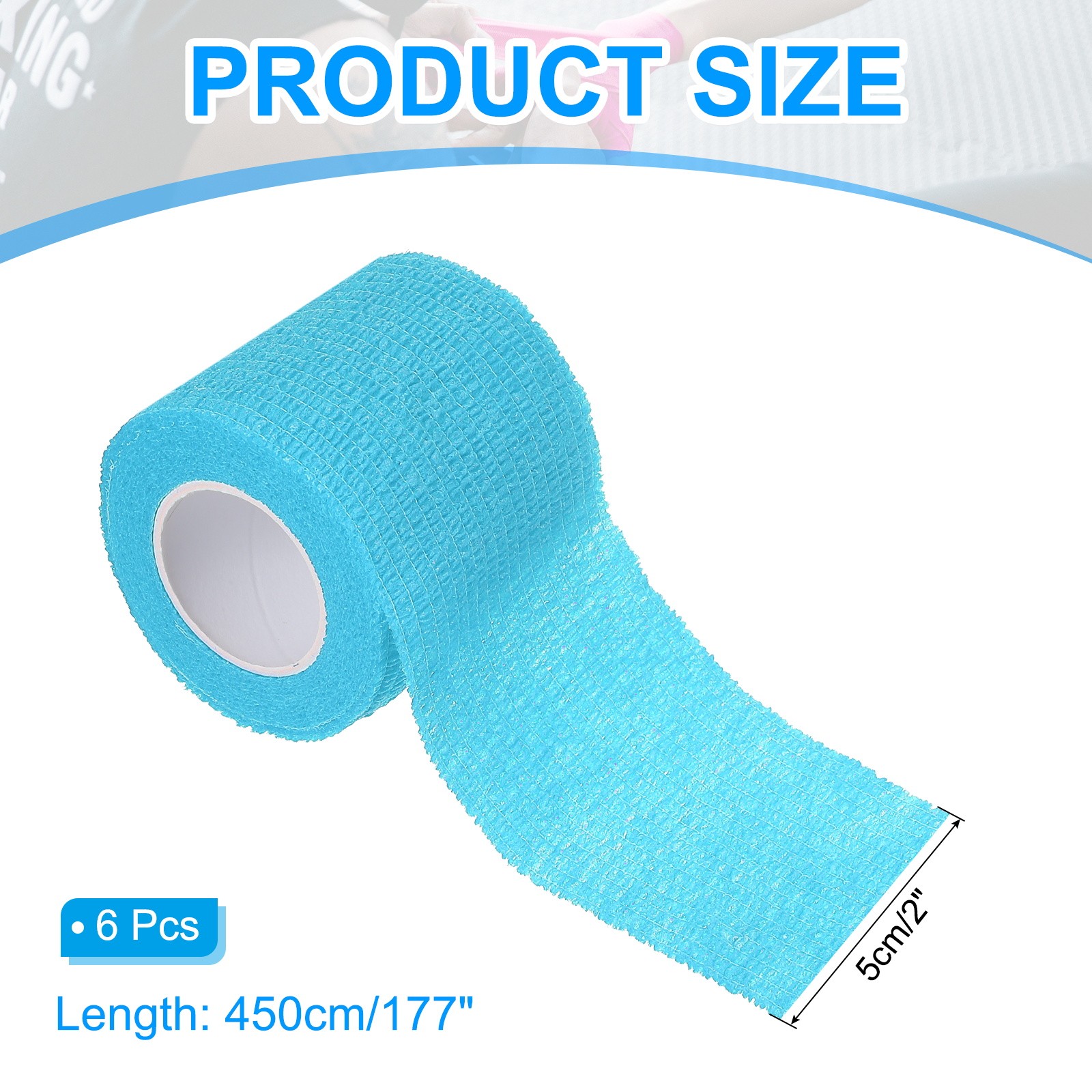 2″ x 177″ 12 Pcs Self Adhesive Bandage Wrap Elastic Self Tape Sky Blue