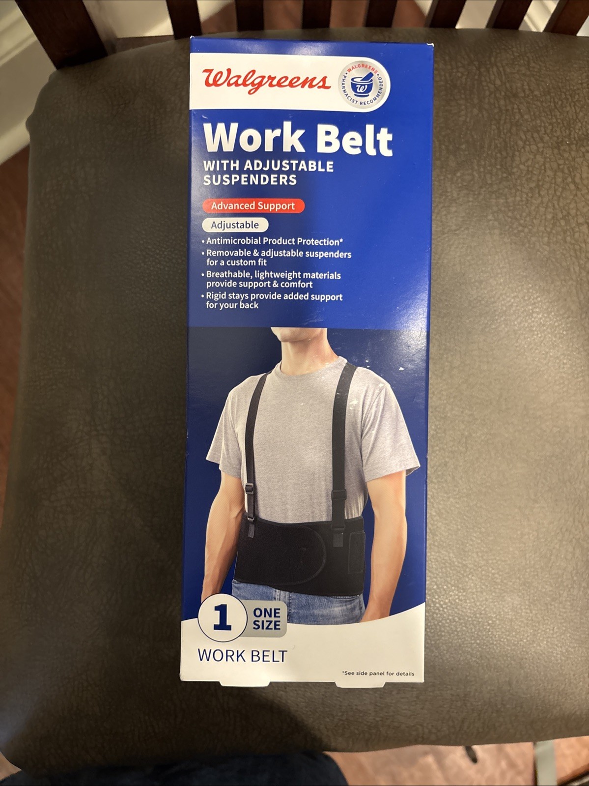Walgreens Back Work Belt w/Adjustable Suspenders Advanced Support 1 Size