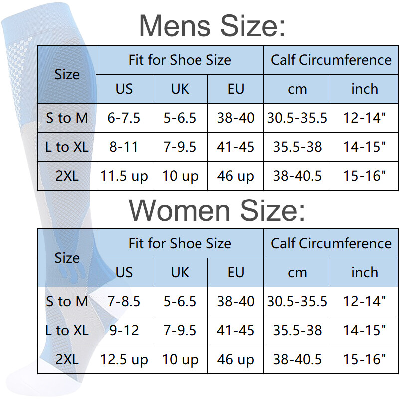 Women Mens Knee High Compression Socks 20-30mmHG Stockings Support Brace Sports