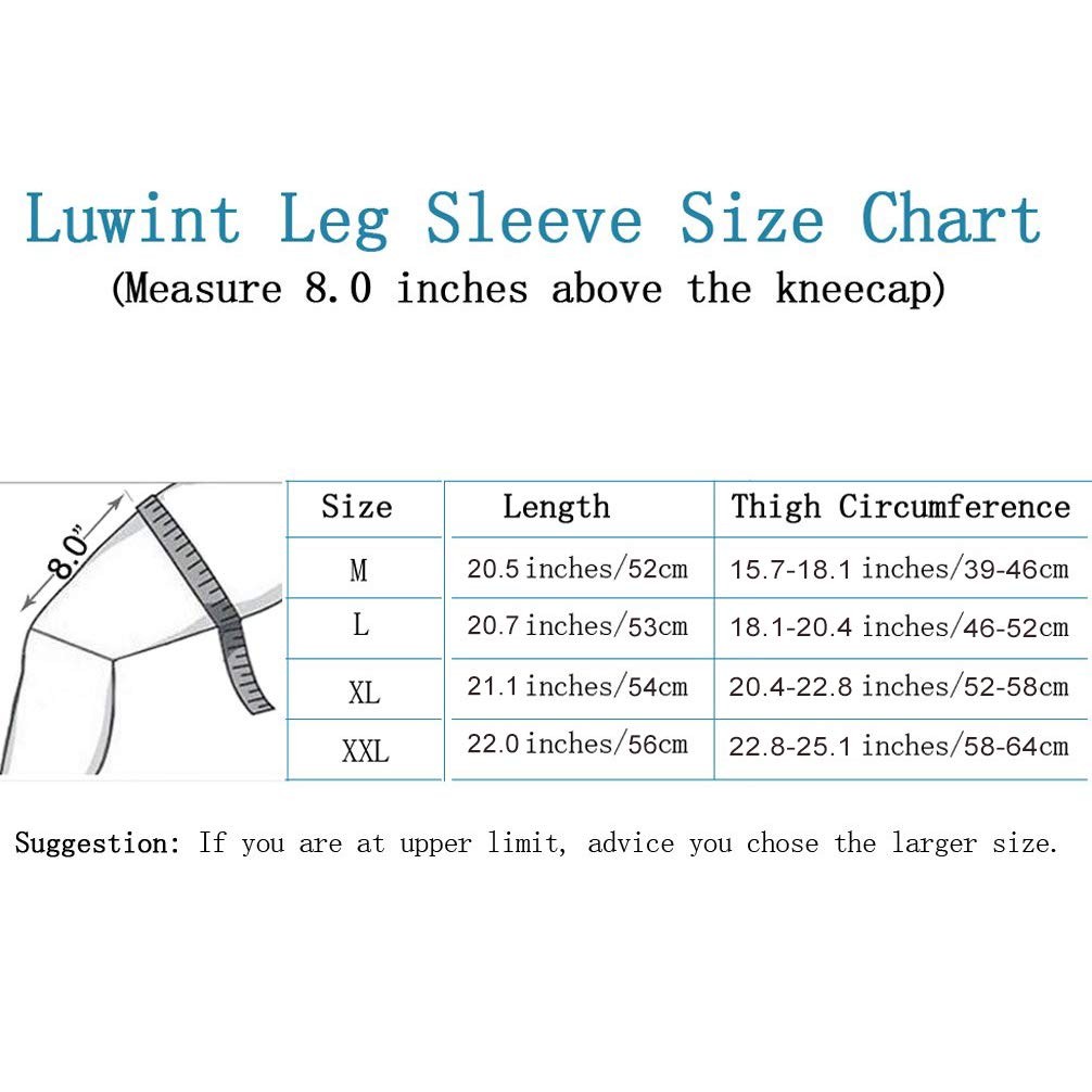 Luwint Long Compression Leg Sleeves for Women Men Comfortable Large, Black