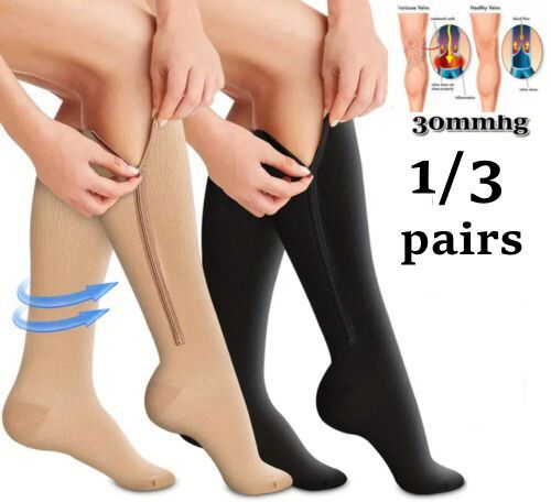 Medias Calcetines De Compresion Con Cremallera Para Hombres Y Mujeres Varices/