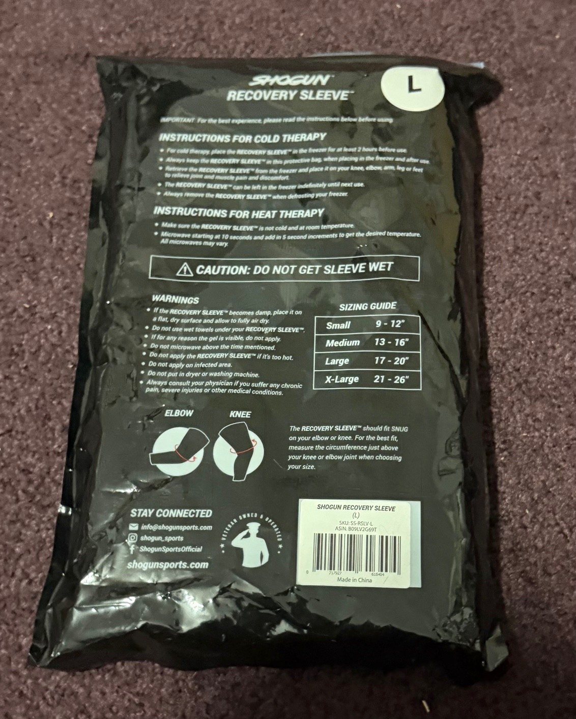 Shogun Sports Recovery Sleeve. Hot and Cold Compression Sleeve to Relieve Muscle