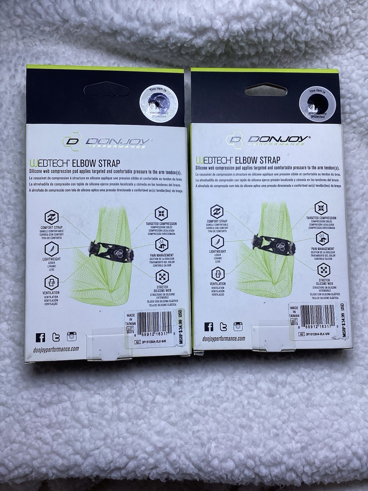 2 DonJoy Performance Webtech Elbow Strap Black size S/M NEW Left Right