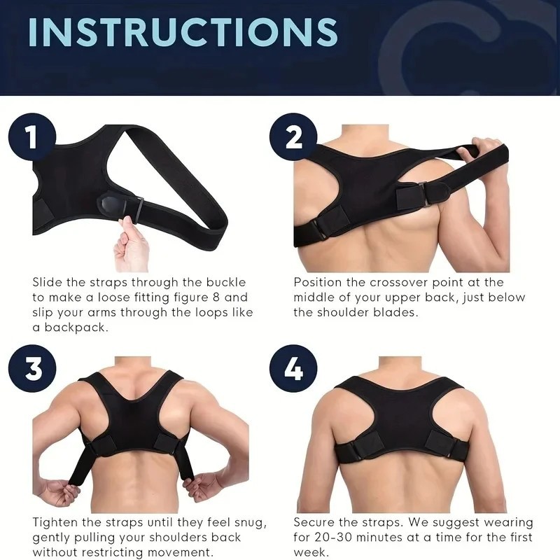 1-3 Back Posture Corrector Shoulder Straight Support Brace Belt Therapy Unisex