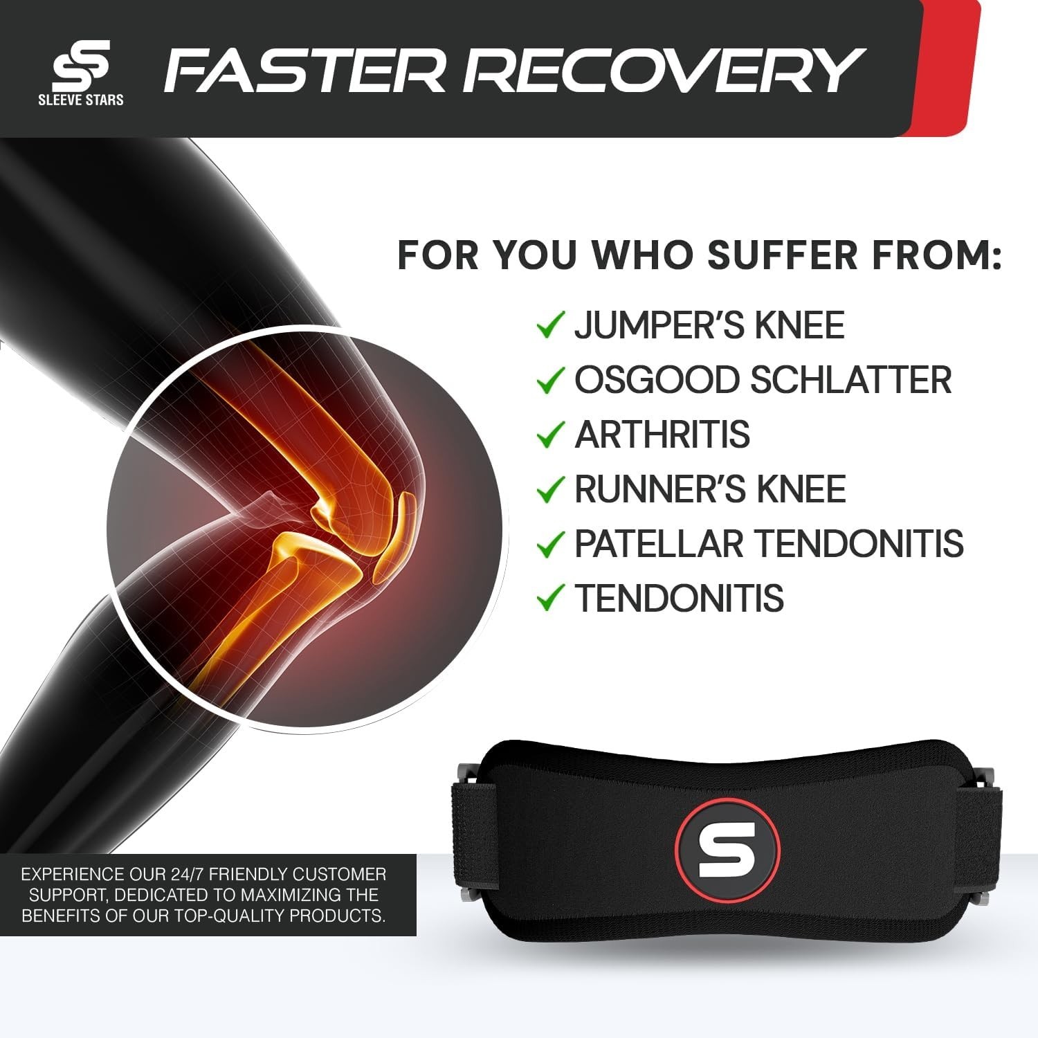 Adjustable Patella Knee Strap for Osgood Schlatter – Durable Pain Relief for All