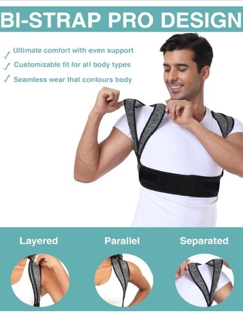 Posture Corrector for Women Men,BI-Straps Back Straightener – Bamboo Fiber XL