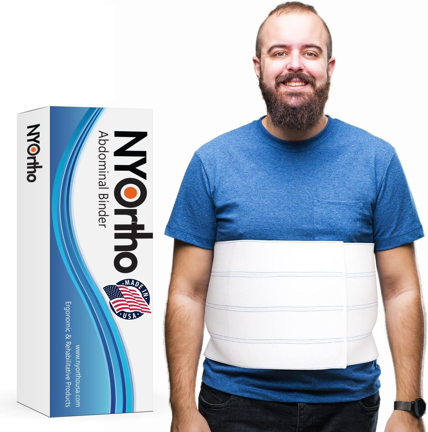 Bariatric Abdominal Binder,12-Inch Wide Elastic Belly Wrap for Plus-Size Men and