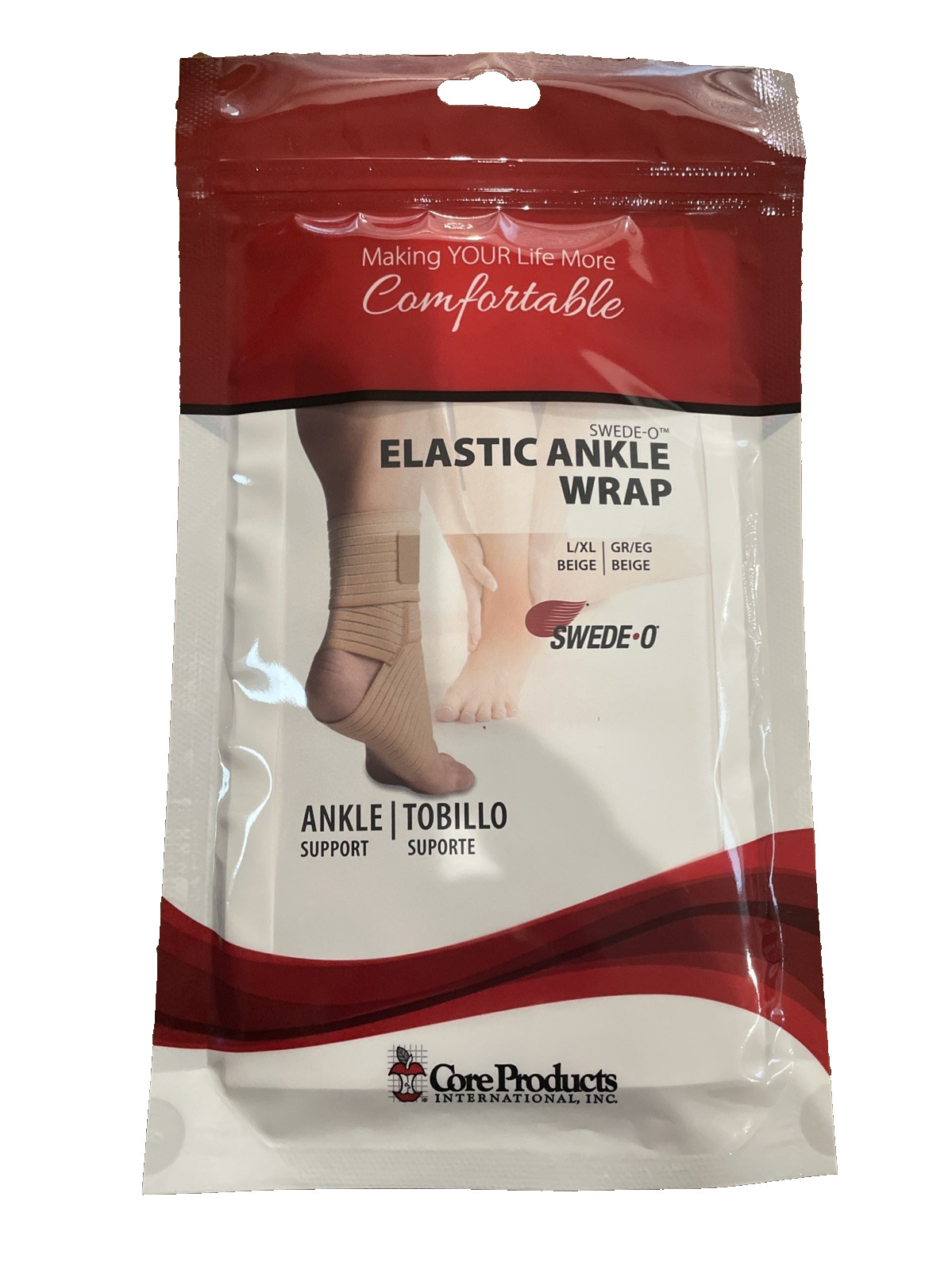 Swede-O Elastic Ankle Wrap Adjustable Strap Gentle Comfort Compression Support