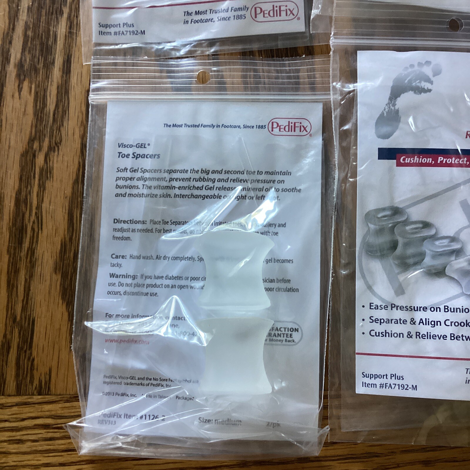 6 Packages PediFix Visco Toe Spacers Medium 2/Pack Sealed New