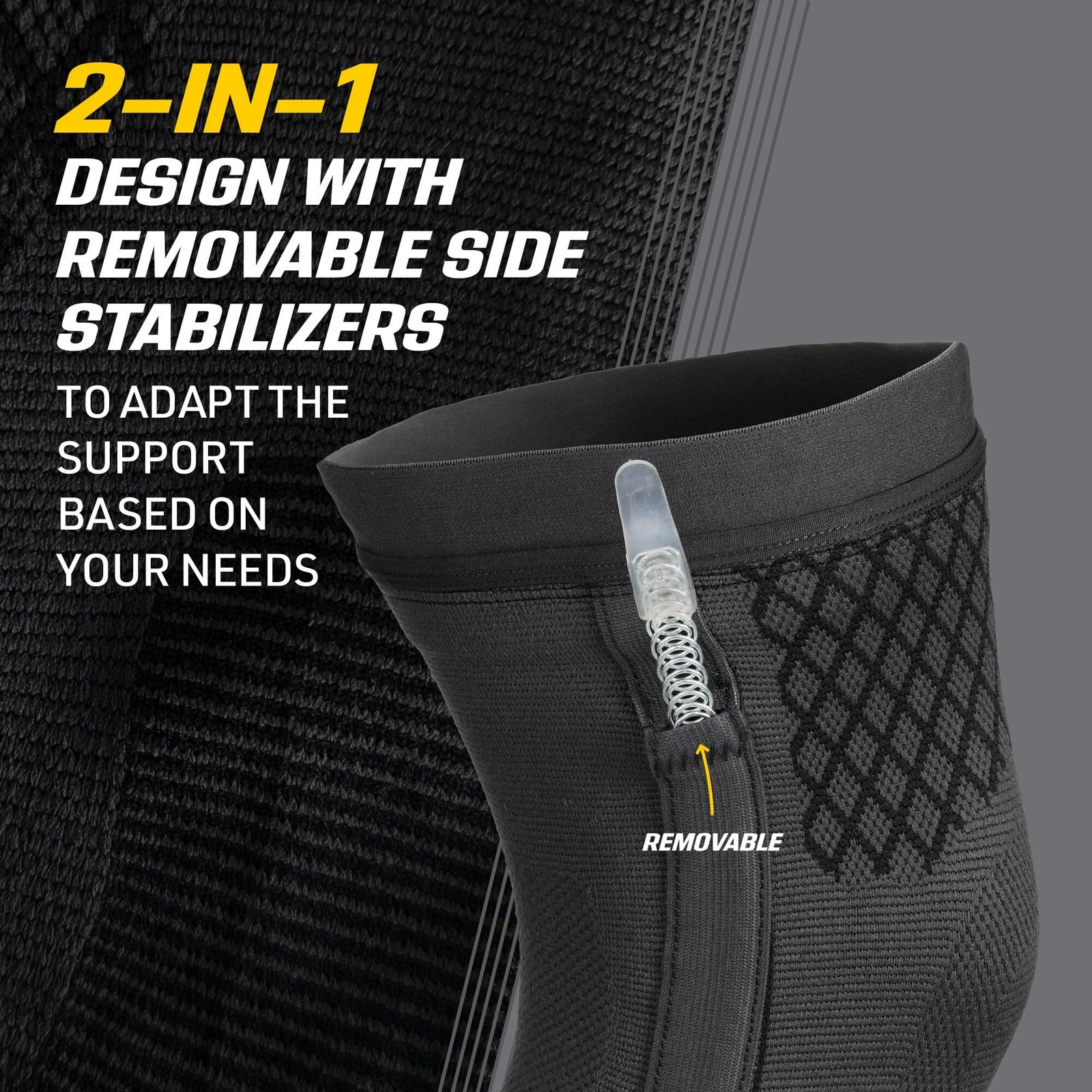 Premium Compression Knee Sleeve with Stabilizers, Removable Stabilizers, Adva…