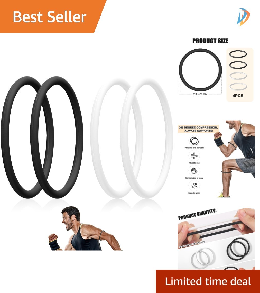 Ergonomic Knee Straps for Men & Women – 4 Pcs Patellar Support in Black & White