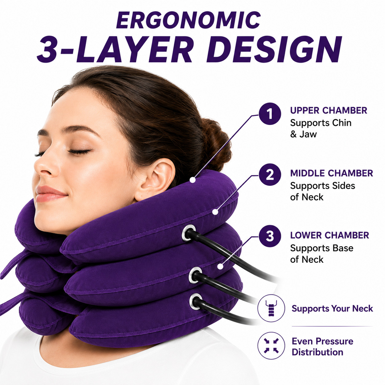 Inflatable Cervical Neck Traction Device Adjustable Neck Stretcher Pain Relief