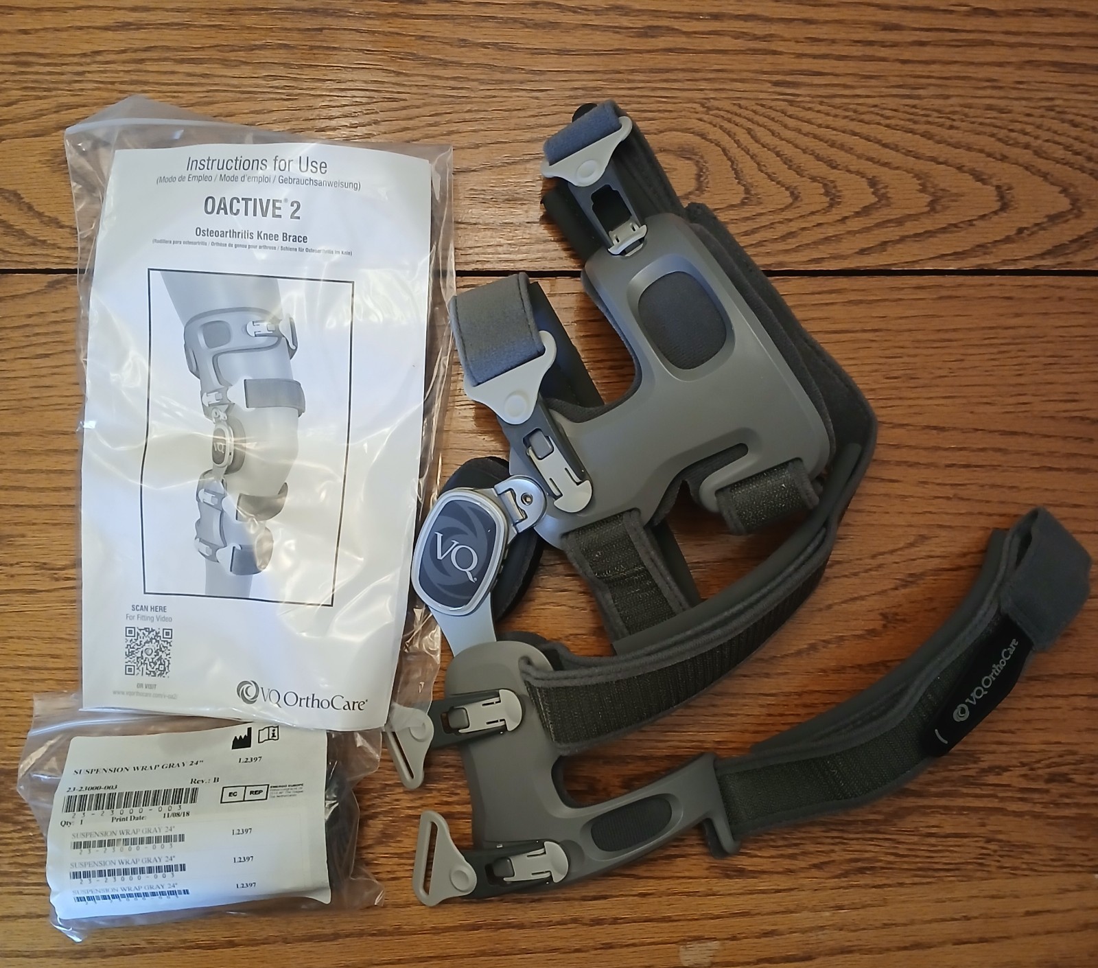 VQ OrthoCare Oactive 2 Osteoarthritis Right Knee Brace W/ Carry Bag