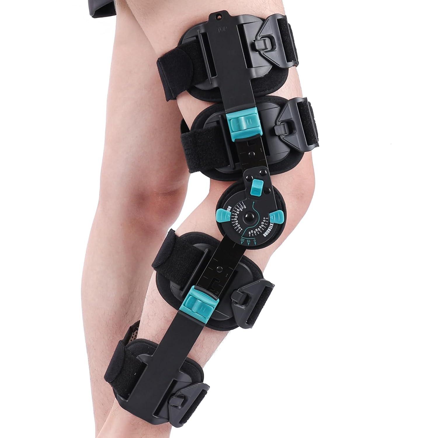 Hinged Rom Knee Brace, Adjustable Post Op Knee Immobilizer for Recovery Stabiliz