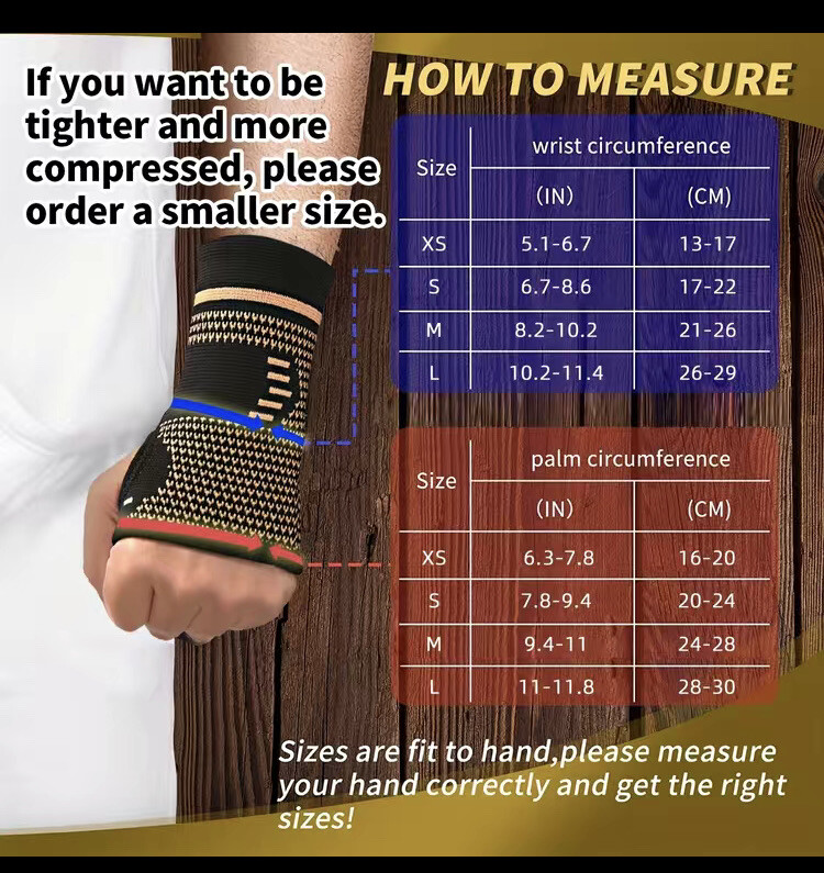 1 PairUnisex Copper Wrist BraceArthritis Glove Hand Support Joint Pain Relief