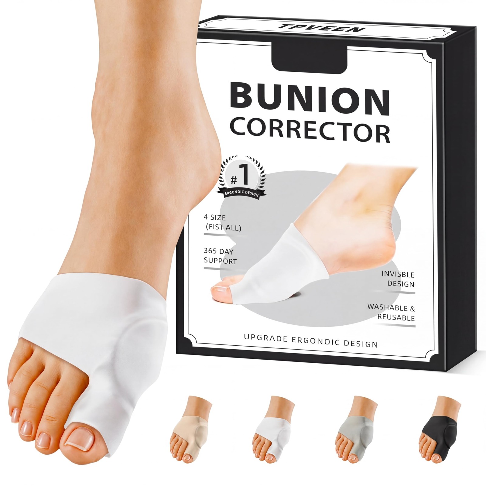 TPVEEN Bunion Corrector White XL Men 10-13