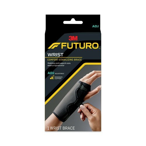 FUTURO Adjustable Reversible Splint Wrist Brace, Fits Wrists 5.5″ to 8.5″, Black