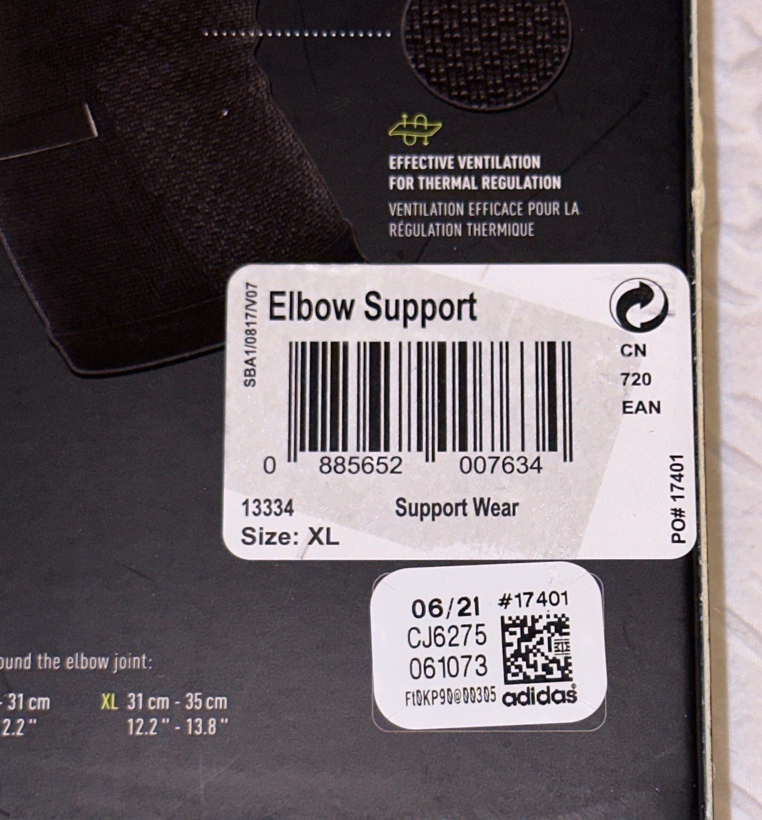 ADIDAS Performance Knit Black Elbow Support NEW Mens Unisex Sz L fits 11-12.2″