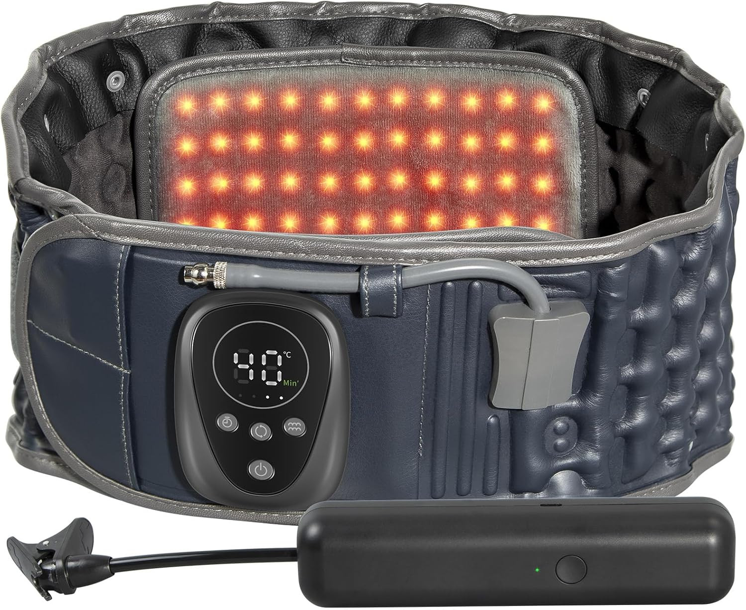 Cordless Red Light Heating Decompression Belt for Lower Back Pain Relief