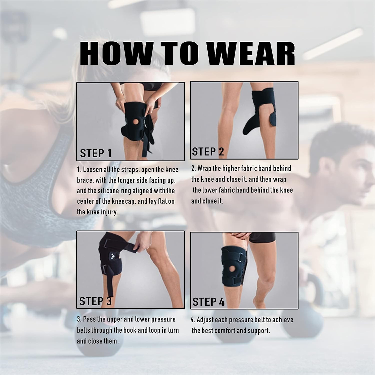 Knee Brace Adult Large Support Pain Relief Adjustable Sports Therapy