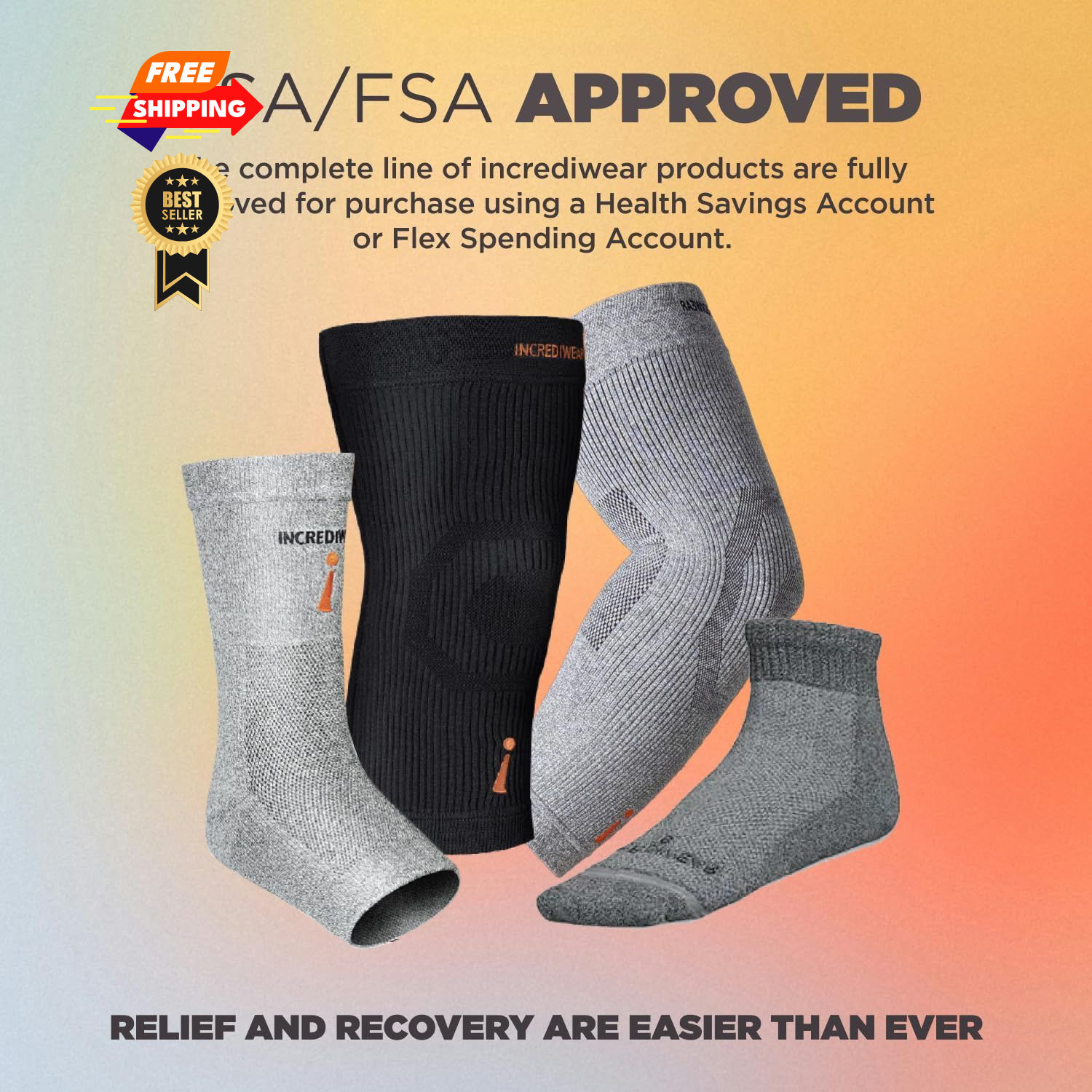Incrediwear Knee Sleeve – Braces for Pain, Joint Pain X-Large, Grey
