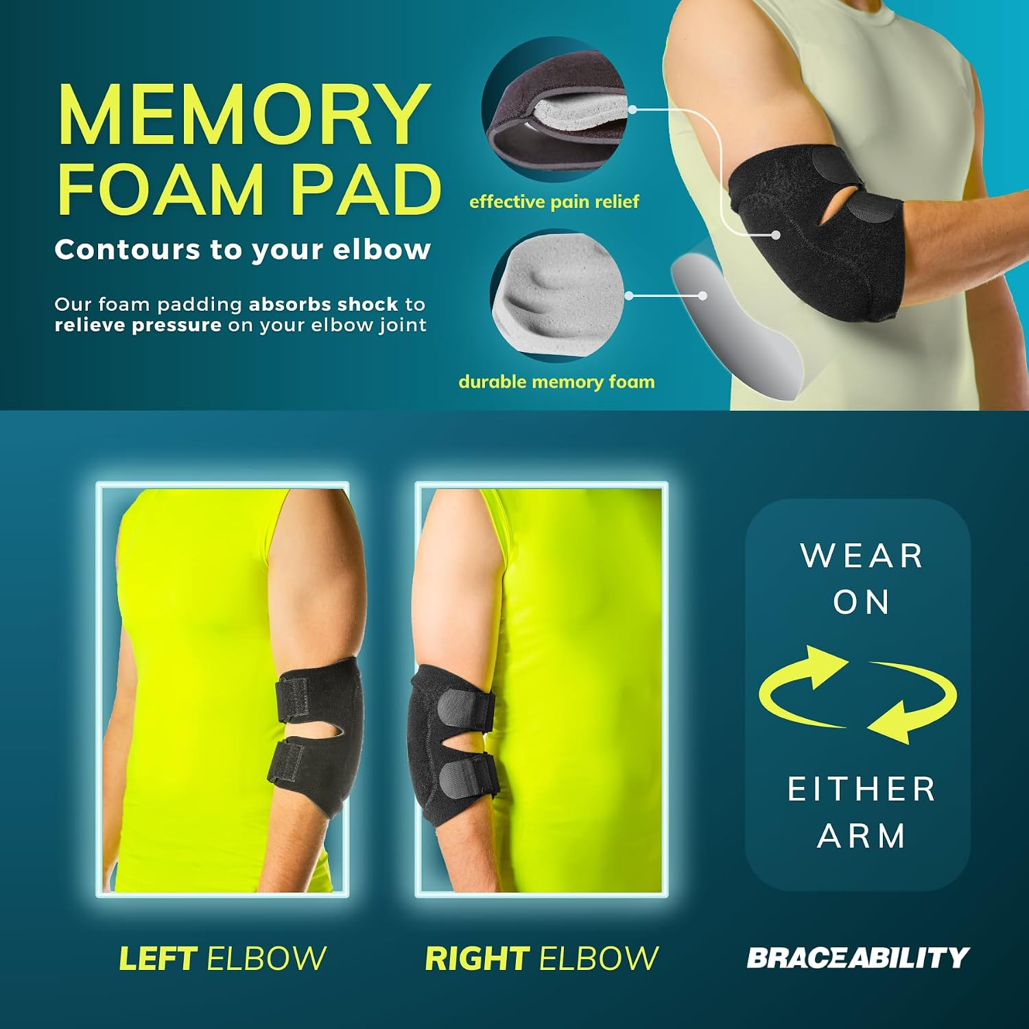 Bursitis Elbow Pad Brace | Compression Arm Sleeve Wrap with Padded Soft Support