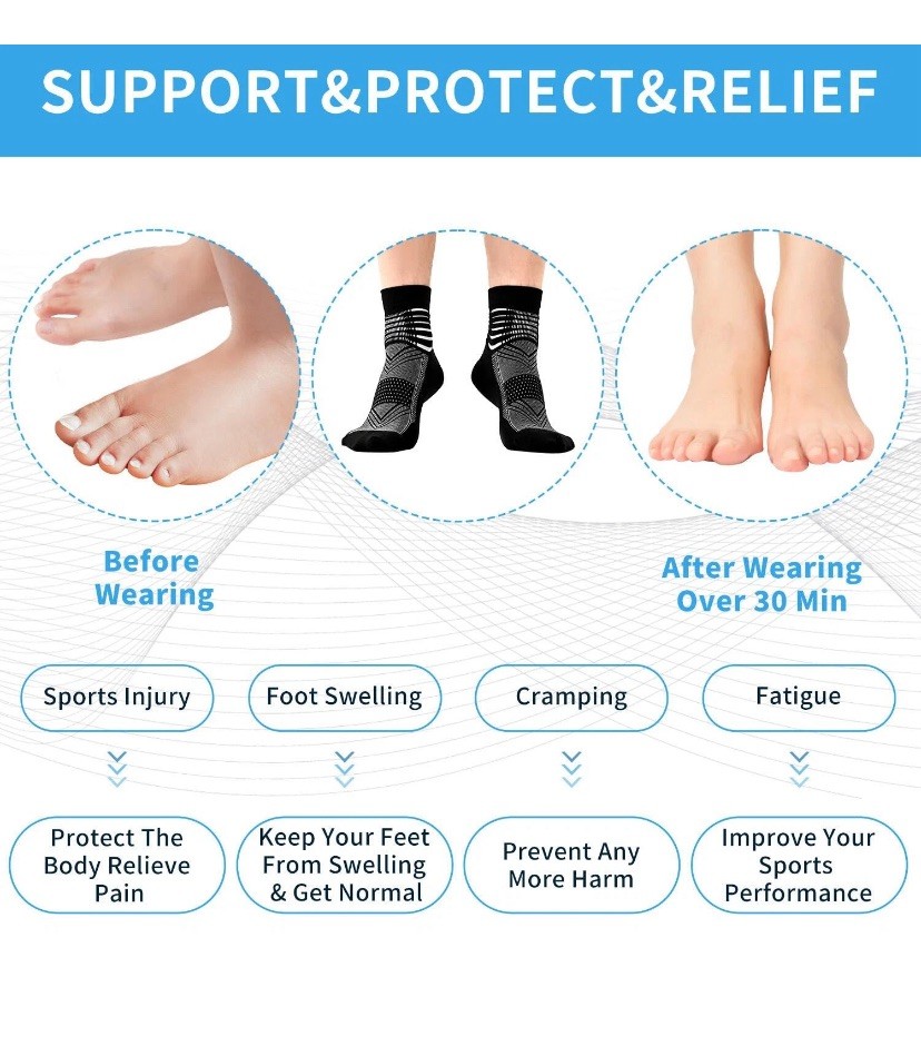 IRAMY Running Socks Compression Ankle Socks 3 Pairs Black Size M