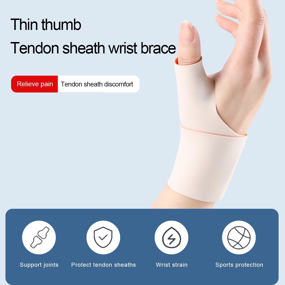Thumb Wrist Brace Right Hand, Support for Carpal Medium Right, Nude