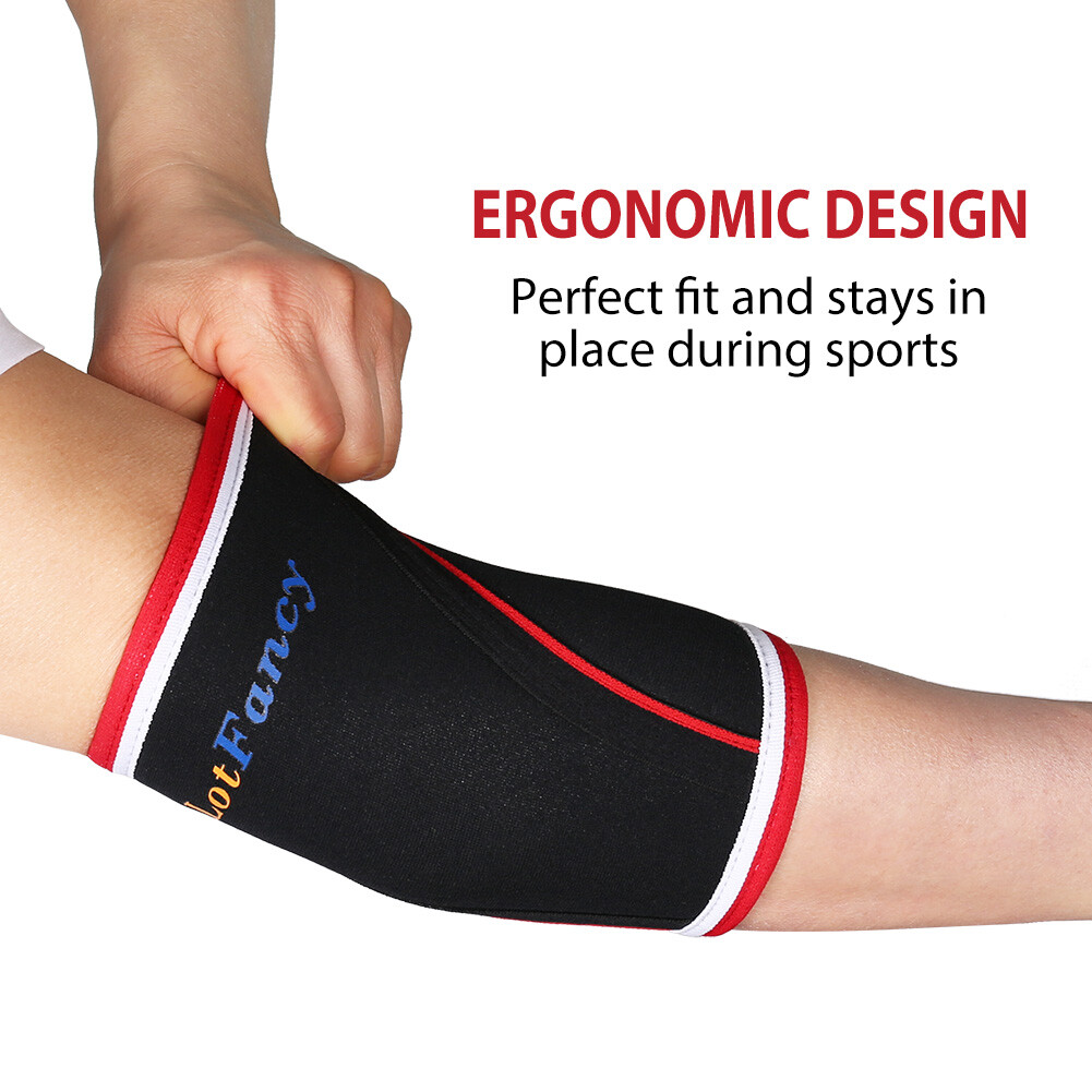 2x Elbow Compression Sleeves Neoprene 5mm Weightlifting Gym Power Weight lifting