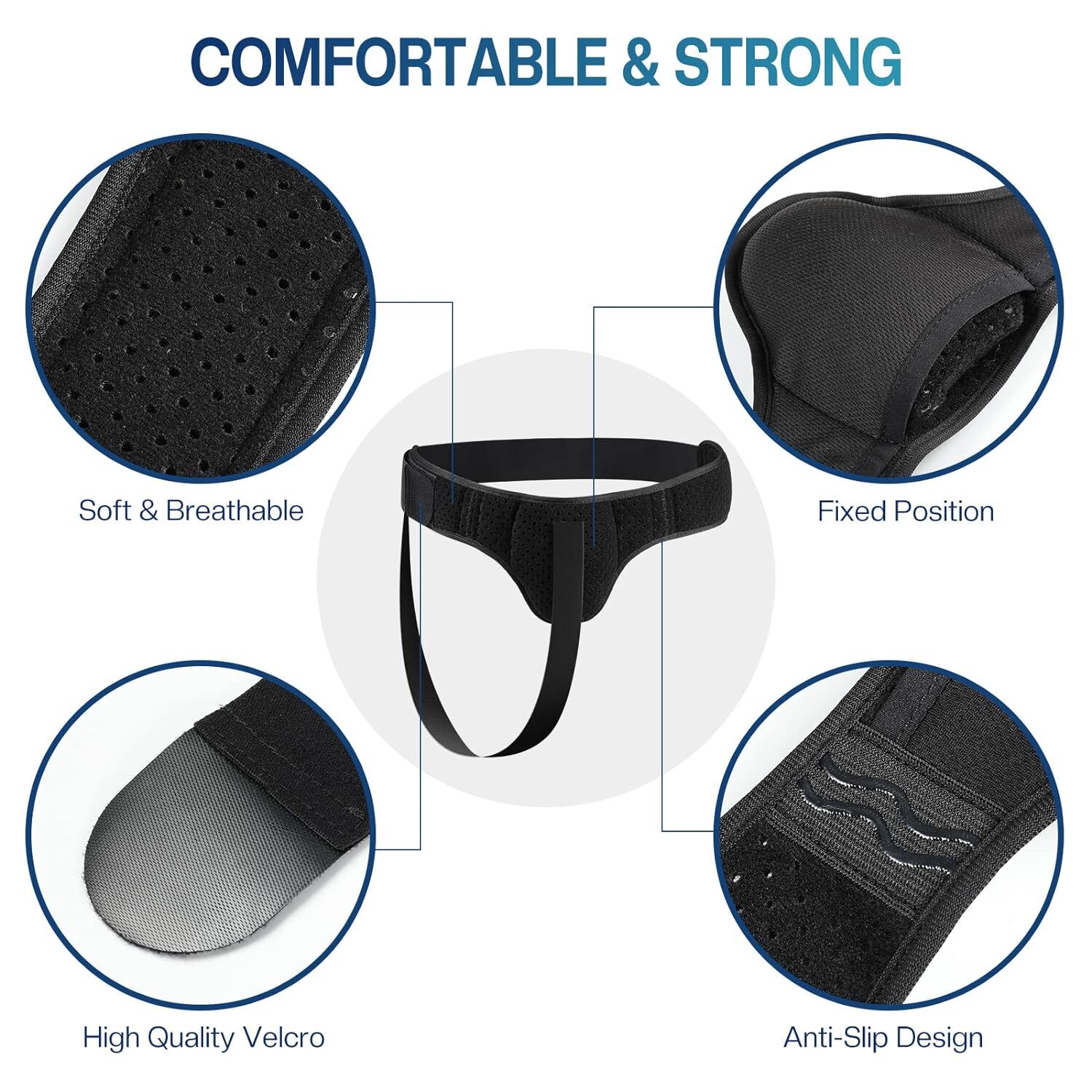 Inguinal Hernia Support Truss Belt with Removable Compression Pads Pain Relief