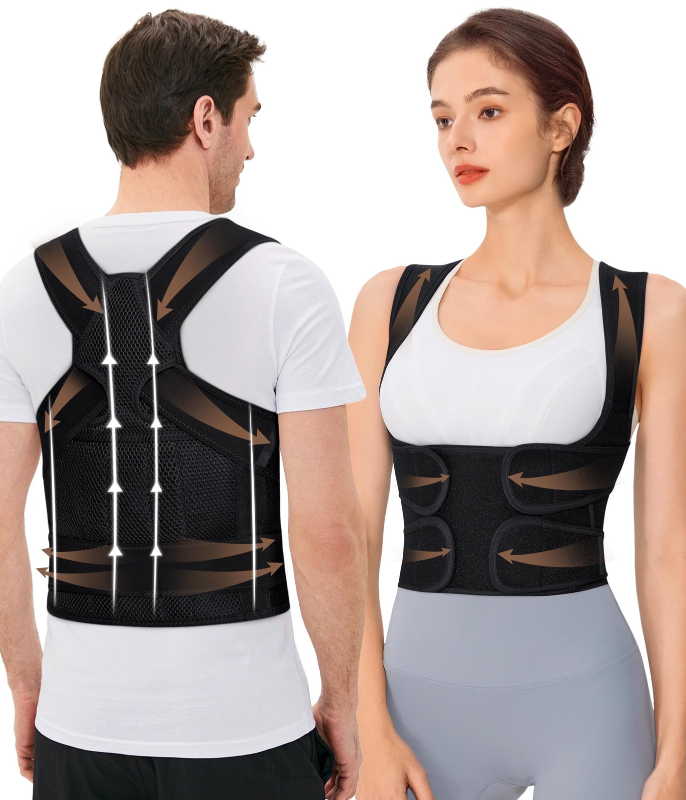 URSEXYLY Back Brace Posture Corrector for Women and Men, Medium, Black