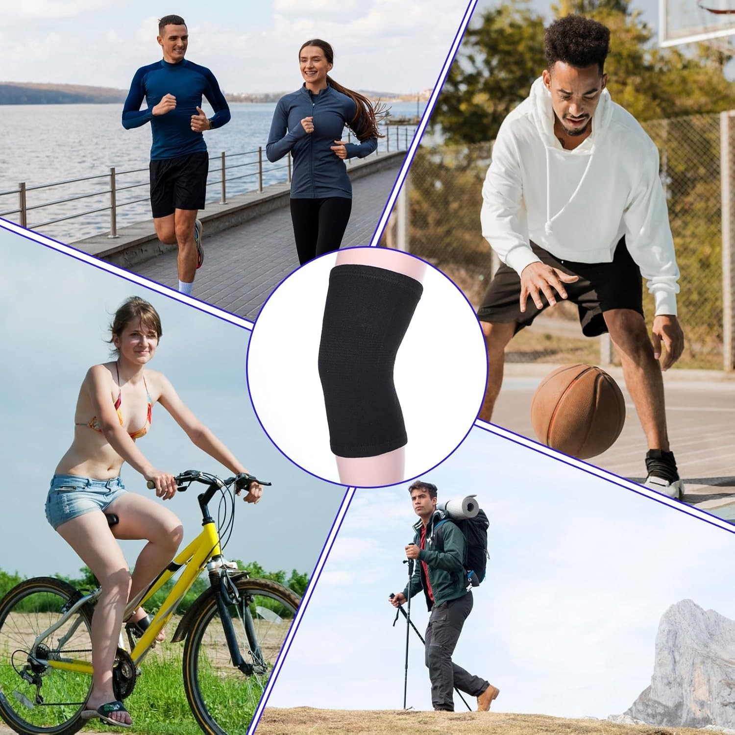Bamboo Knee Sleeve, Elastic Compression Knee Brace Breathable Knee Pads Leg Slee