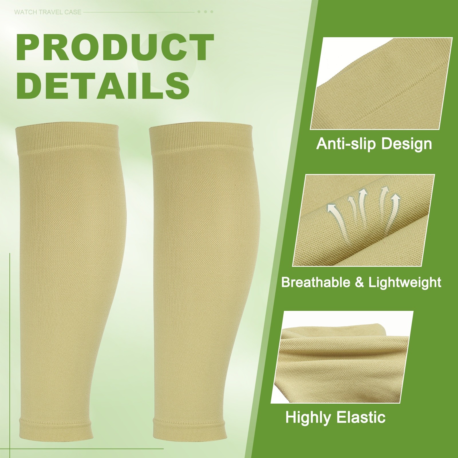 Calf Compression Sleeves, Fitting for Running, m & Skin Color & Spandex