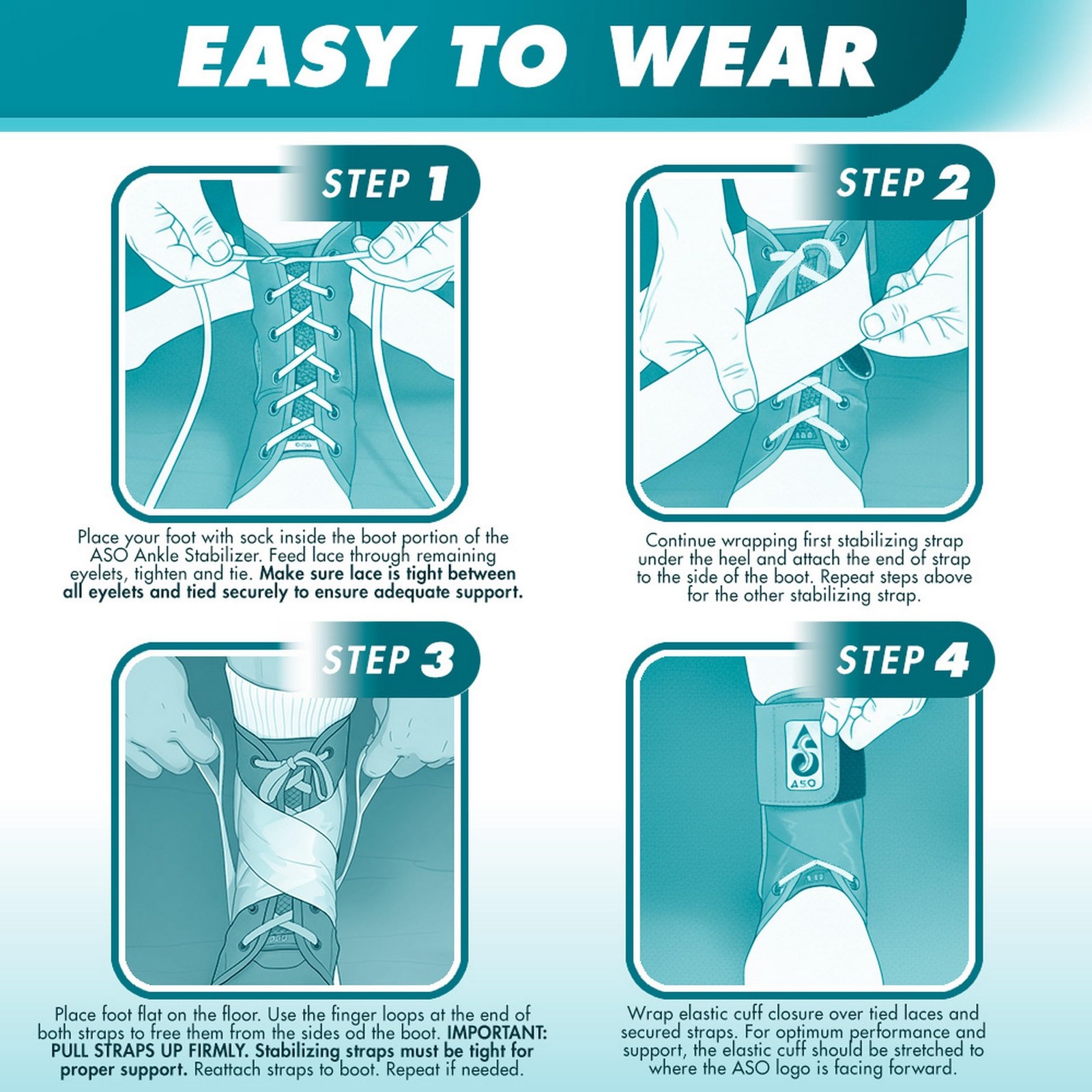 ASO Ankle Stabilizer X-Small Black Lace Up Brace Sprain Instability Orthopedic