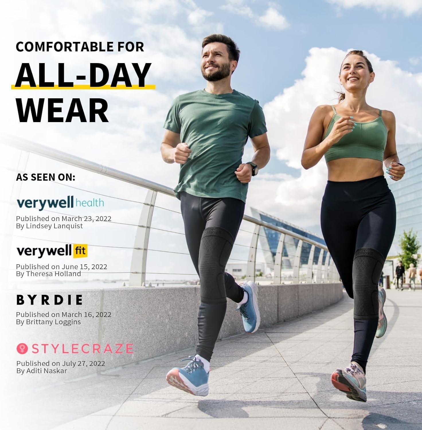Knee Compression Sleeves for Running & Daily Use – Arthritis Relief, Black