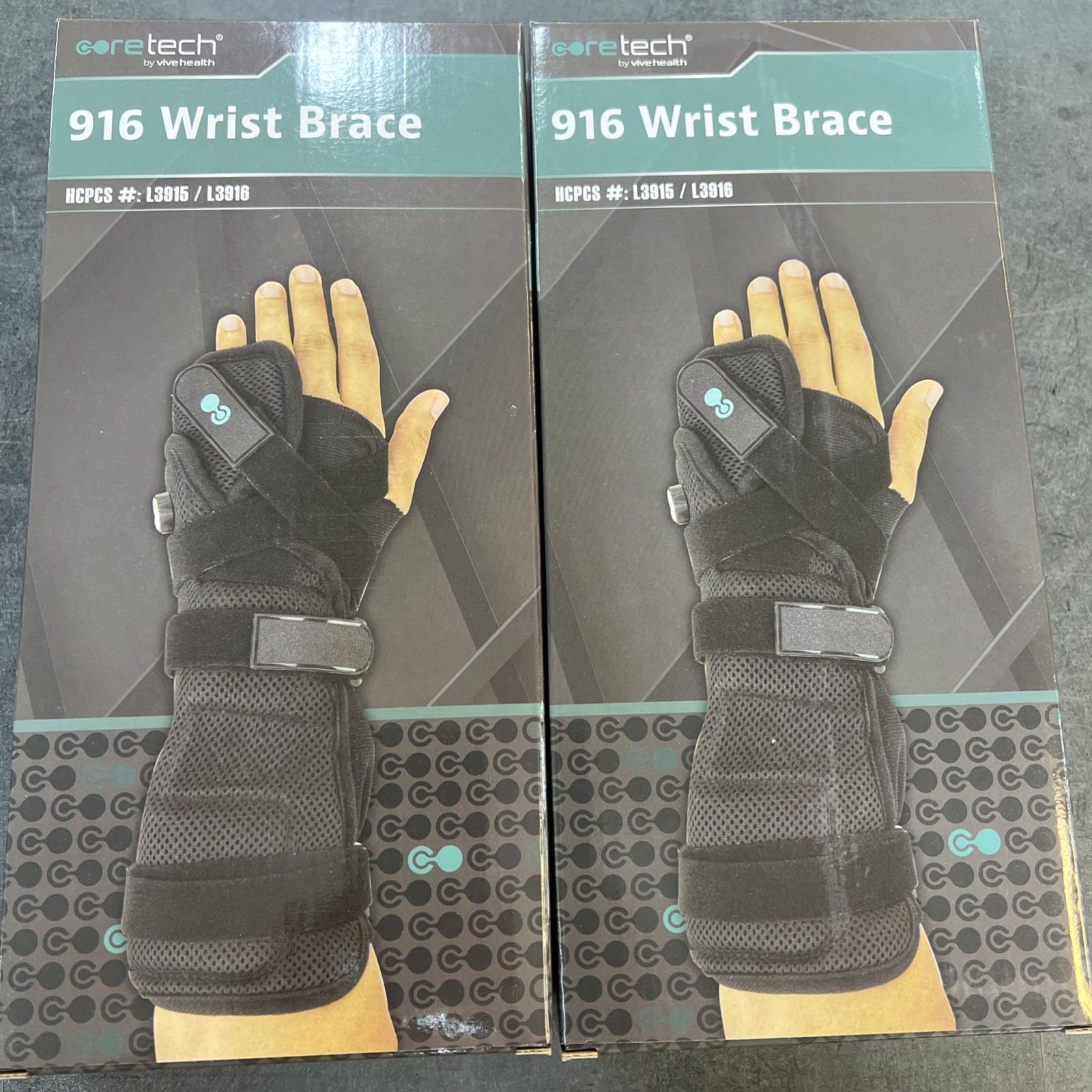 2 New! Open Box – CORETECH 916 Left/Right Universal Wrist Brace/Splint – Black