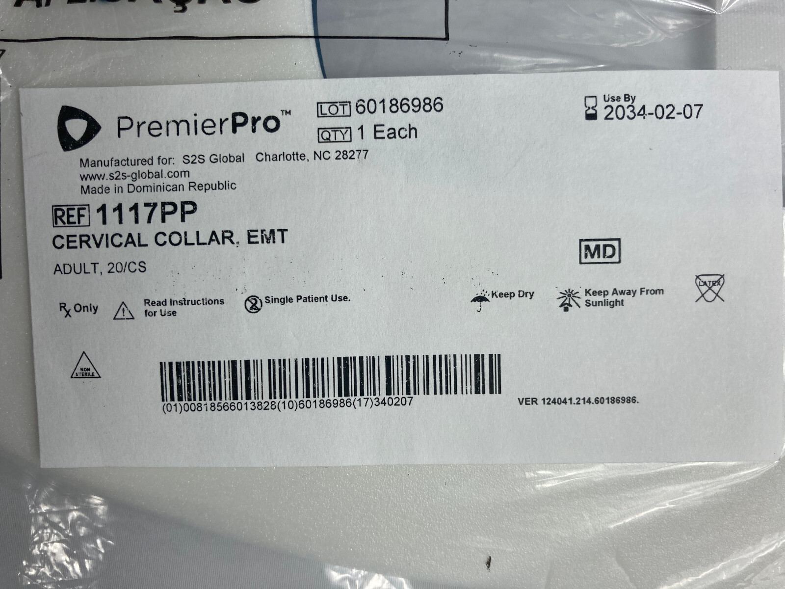 Premier Pro Cervical Collar Adult Extrication Collar 1117PP