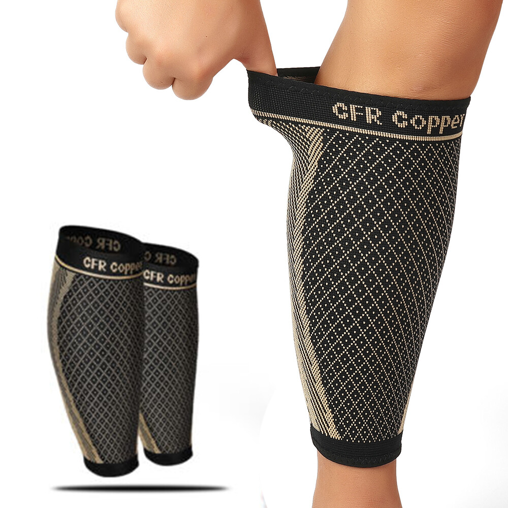 COPPER Calf Compression Sleeve Running Leg Support Brace Sport Shin Splint Socks