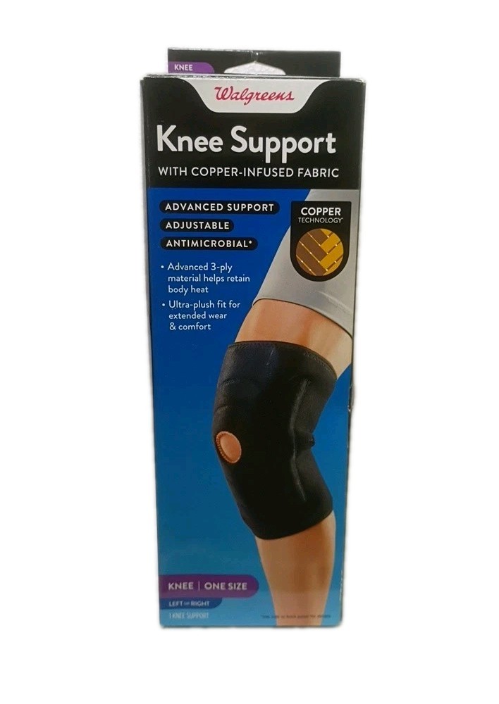 Walgreens~ Knee Support w/ Copper-Infused Fabric ~ Fits Left Or Right ~One Size