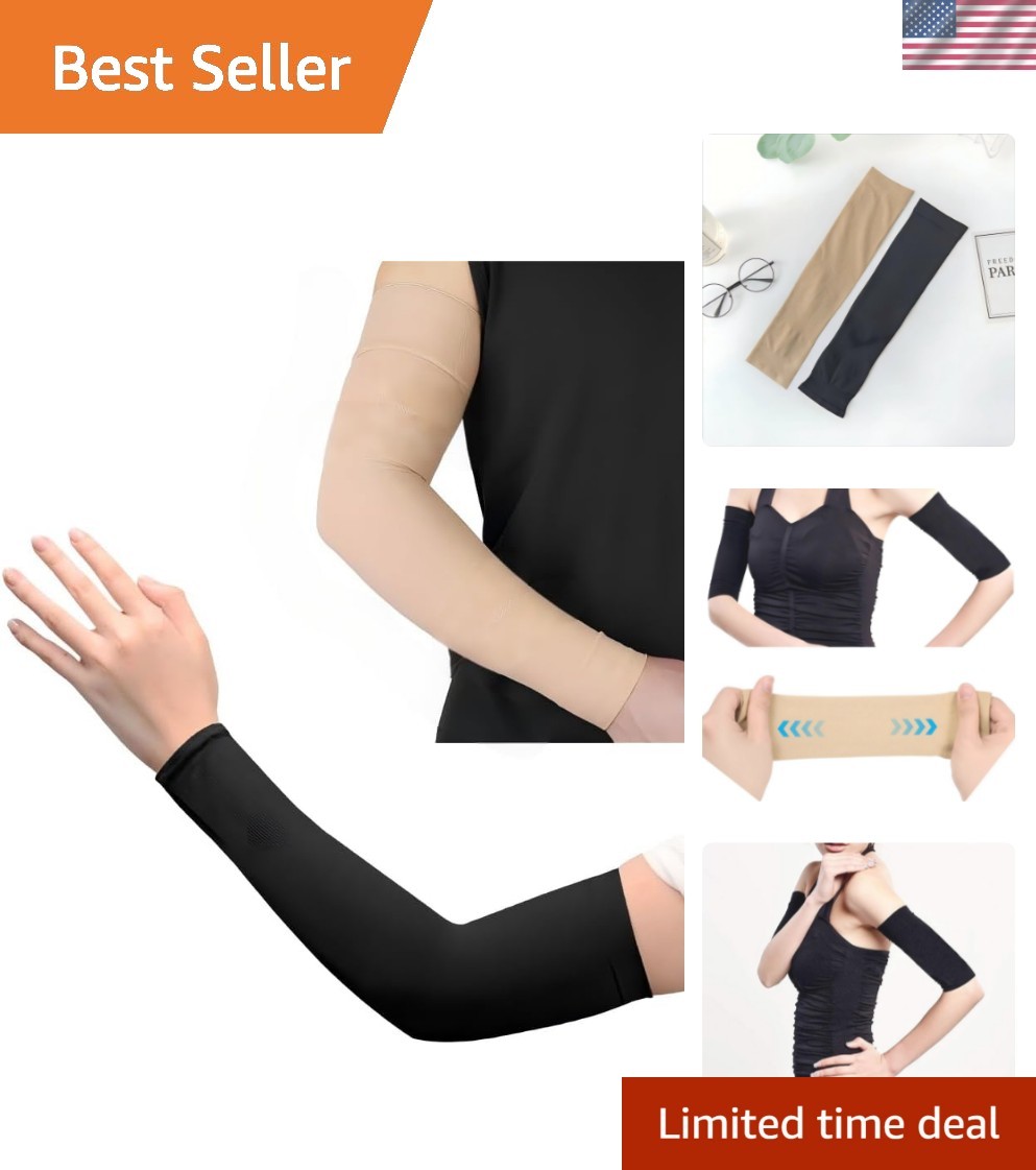 2 Pairs Women’s Compression Arm Sleeves: Slimming Arm Shapers for Flabby Arms…