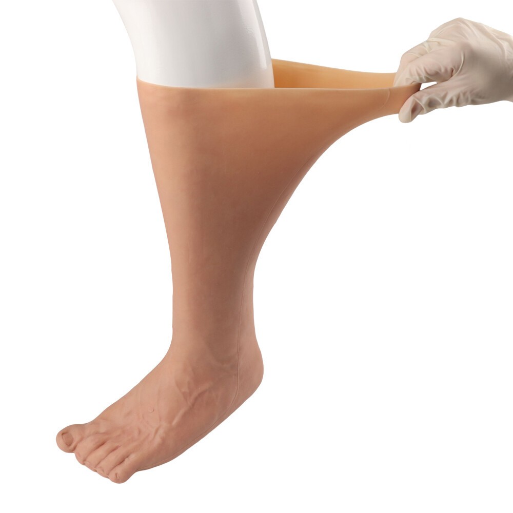 Highly Simulated Skin Silicone Prosthesis Foot Sleeve Leg Cover Scars CD