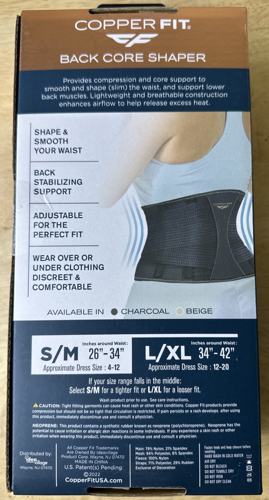 Copper Fit Core Shaper Copper Infused S/M Waist 26″-34″