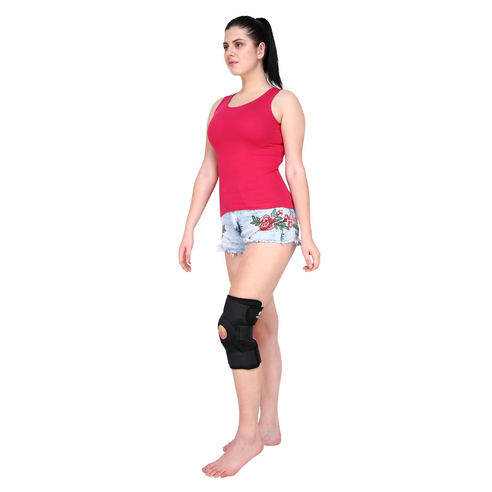 Longlife Hinged Knee Support 12 × 10 × 1 cm Adjustable Size Grey Color Sleeve