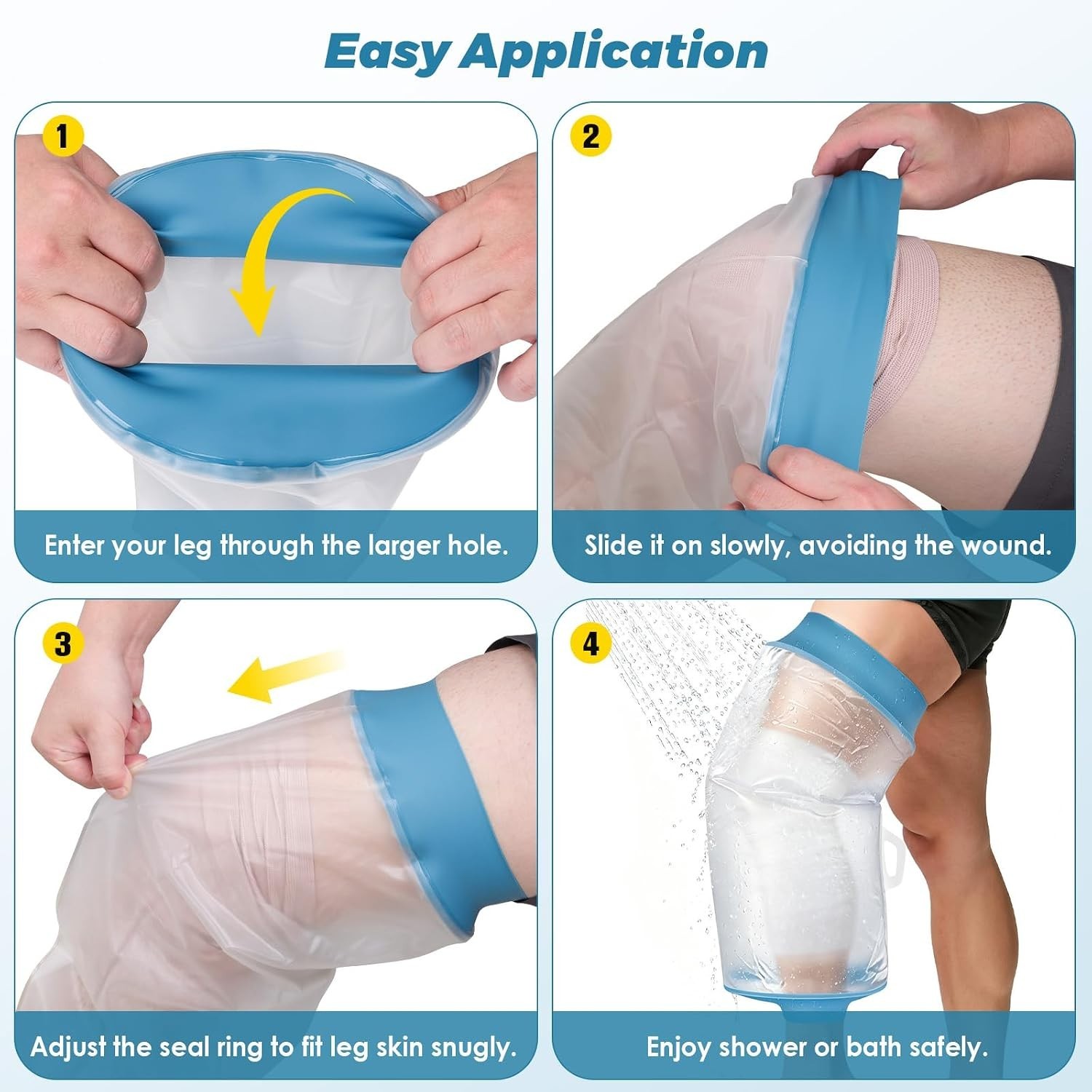 Extra Large Waterproof Knee Shower Protector After Surgery, Reusable | Watert…