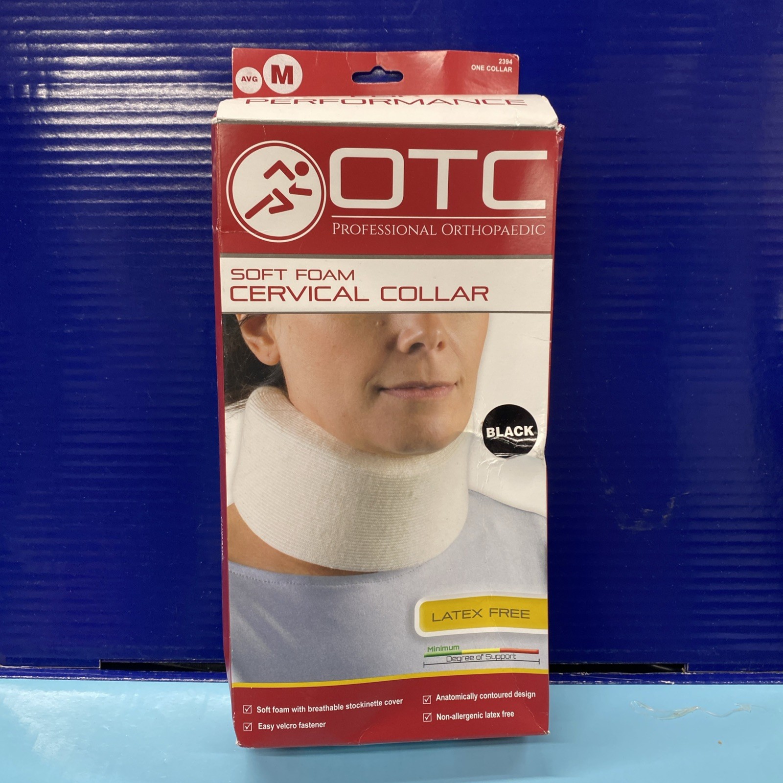 OTC Cervical Collar, Soft Foam, Neck Support , Black – Medium -Damaged Box
